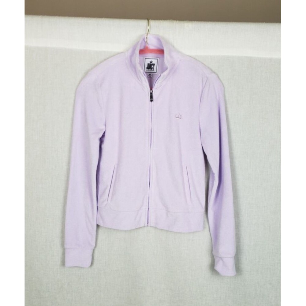 Juicy Couture Purple Lilac Terry Cloth Full Zip Athletic Track Jacket XS Y2K